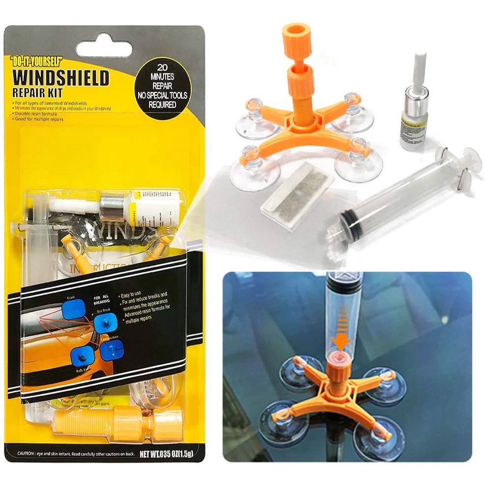 [COD] Windshield Repair Kit Car Crack Kuning Memperbaiki Kaca Retak Anti Repot &amp; Tidak Menyebabkan Perubahan Warna Kaca