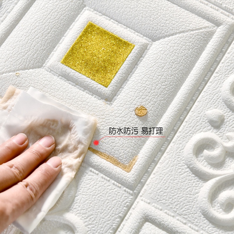 (COD) Wallpaper Foam Dinding dan Atap Plafon Motif Batik Gliter 3D Mewah / Wall Sticker Kamar Mandi Ruang Tamu Kamar Tidur Termurah Emboss PE Foam Premium High Quality