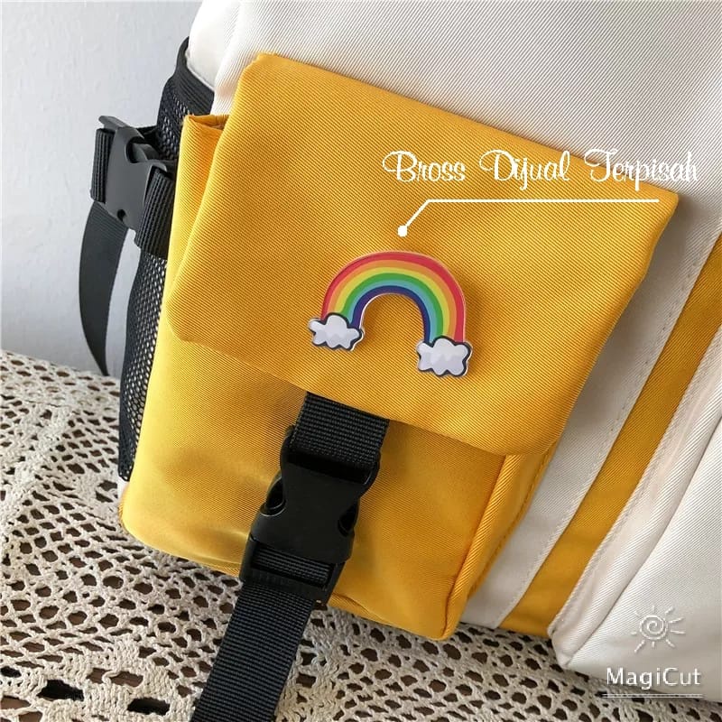 Diobrale - Tas Ransel Wanita Fashion Terbaru Backpack Populer Korean Style Saku Dua Sekolah SD SMP Terbaru 2022