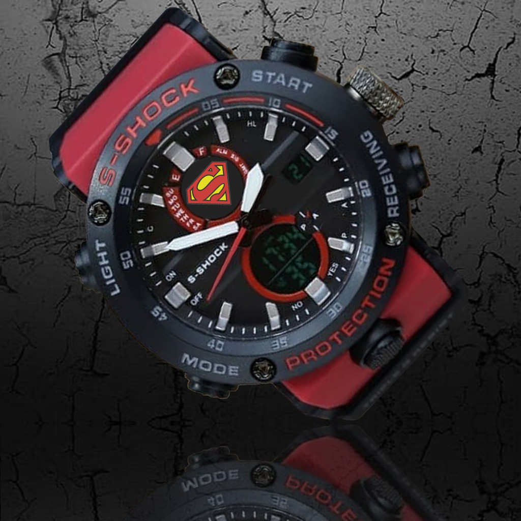 (EXCLUSIVE) Jam Tangan SUPERMAN Double Time - Tali Merah