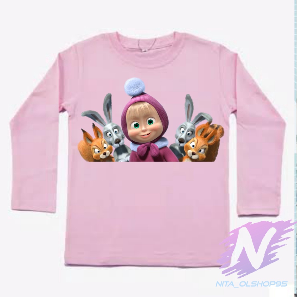 kaos marsha and the bear baju kaos anak lengan panjang marsa dan teman teman