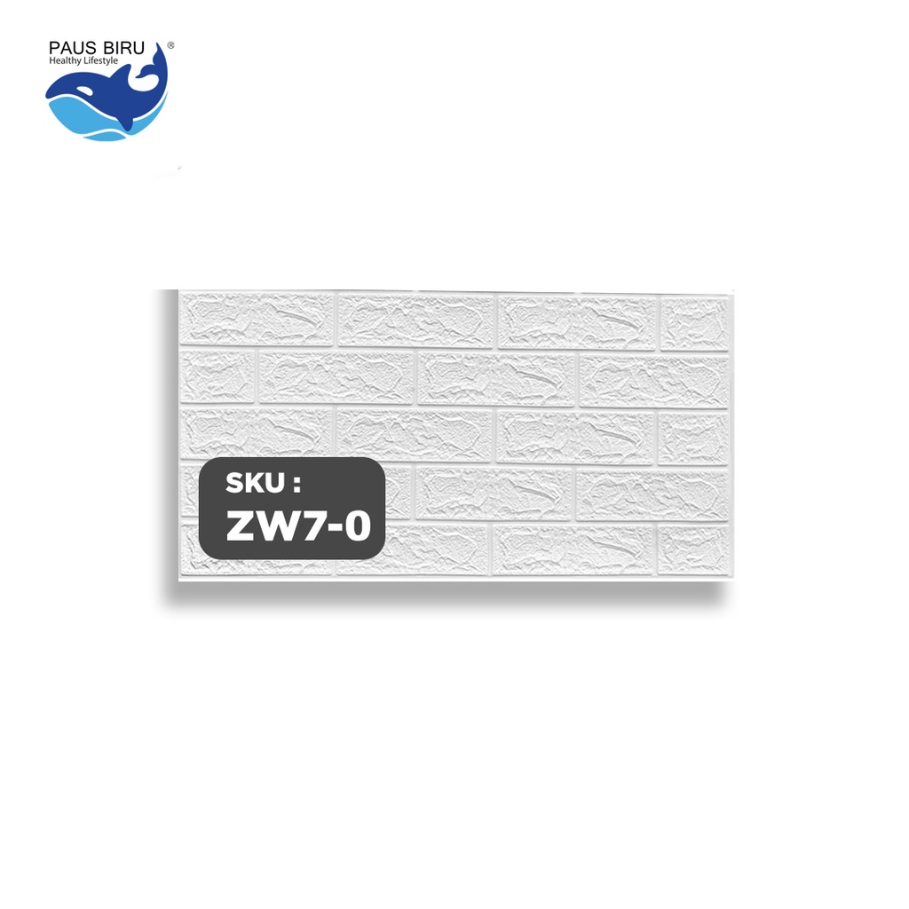 Paus Biru - Wallpaper Dinding FOAM Timbul 3D Bata CLASSIC BRICK 70 x 77 cm-W70 BATA PUTIH 70X38