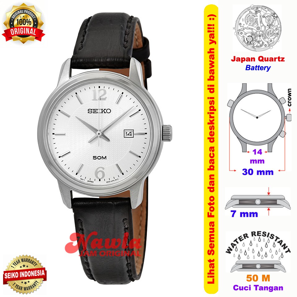 Seiko Ladies SUR659P1 Quartz Black Leather - Jam Tangan Wanita SUR659