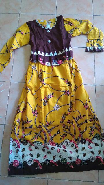Qnunbatik Batik Keluarga/family Gamis Muslim Adelia Madura Kuning