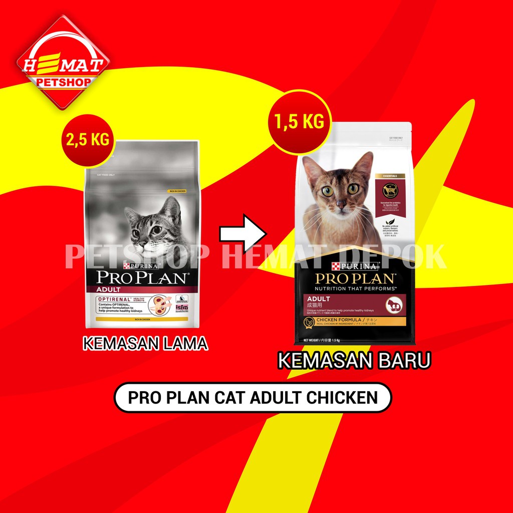 Pro Plan Adult Rich In Chicken 1,5 Kg Makanan Kucing Proplan 2,5Kg