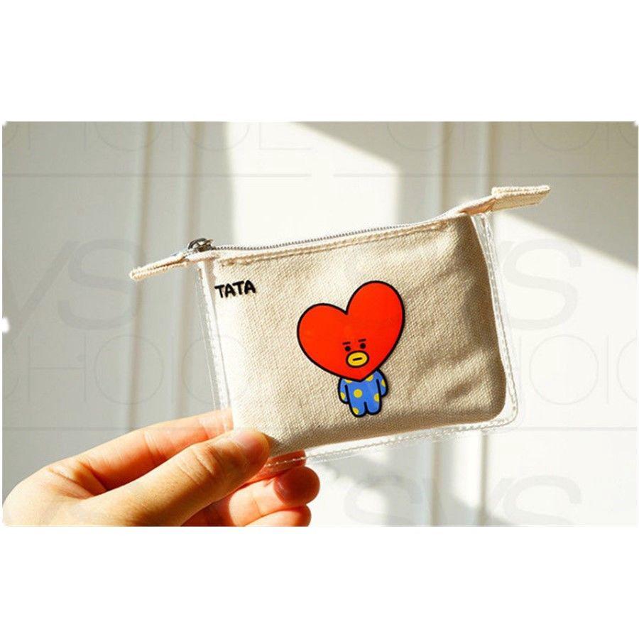 Kpop BTS BT21 Mini jelly Slim Pouch Womens Cute Storage 