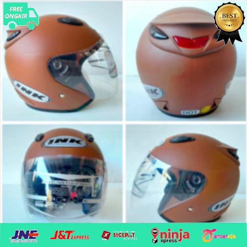 helm centro sni free stiker ink coklat doff packing box bubblewarp aman