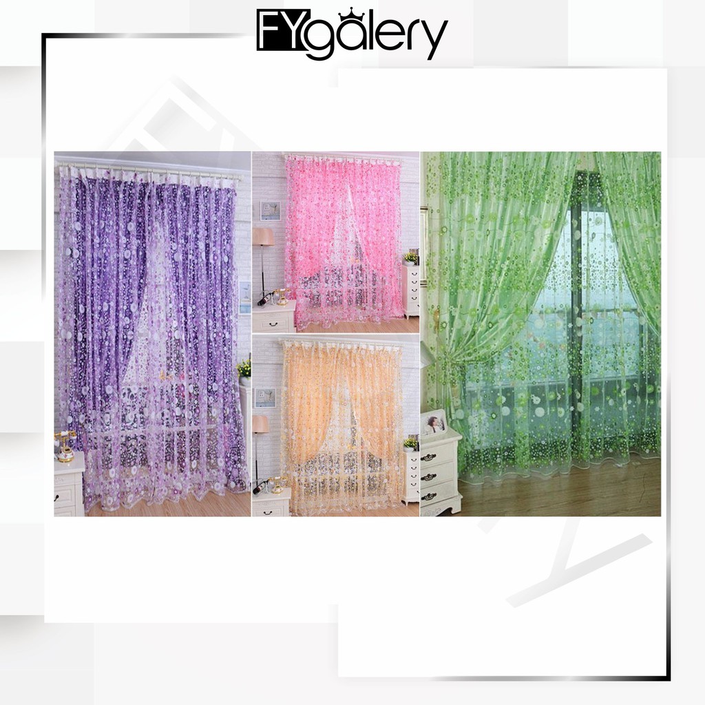 FYGALERY GORDEN MOTIF BUNGA TRANSPARAN TIRAI KAIN  PUAL 