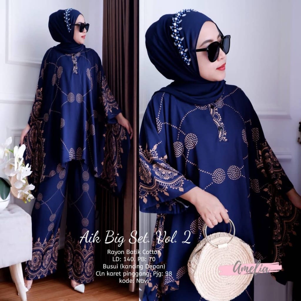 Aik Big Set Vol 2 / Niyara Jumbo Set - Setelan Wanita Super Jumbo Waka Motif Sultan Busui Resleting Rayon Tebal / Set Wanita Setelan Jumbo