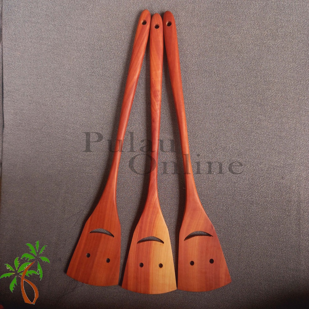 Spatula kayu Emoticon panjang 35 cm - Sutil kayu boneka