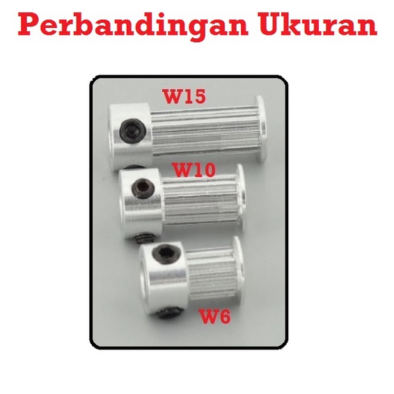 [HAEBOT] GT2 Pulley Timing 12T W10 Bore 3.17 4 5 6mm Lebar 10mm Puley CNC 3D Printer Aluminium Pitch 2mm Aktuator Slider Bergigi Gigi 12