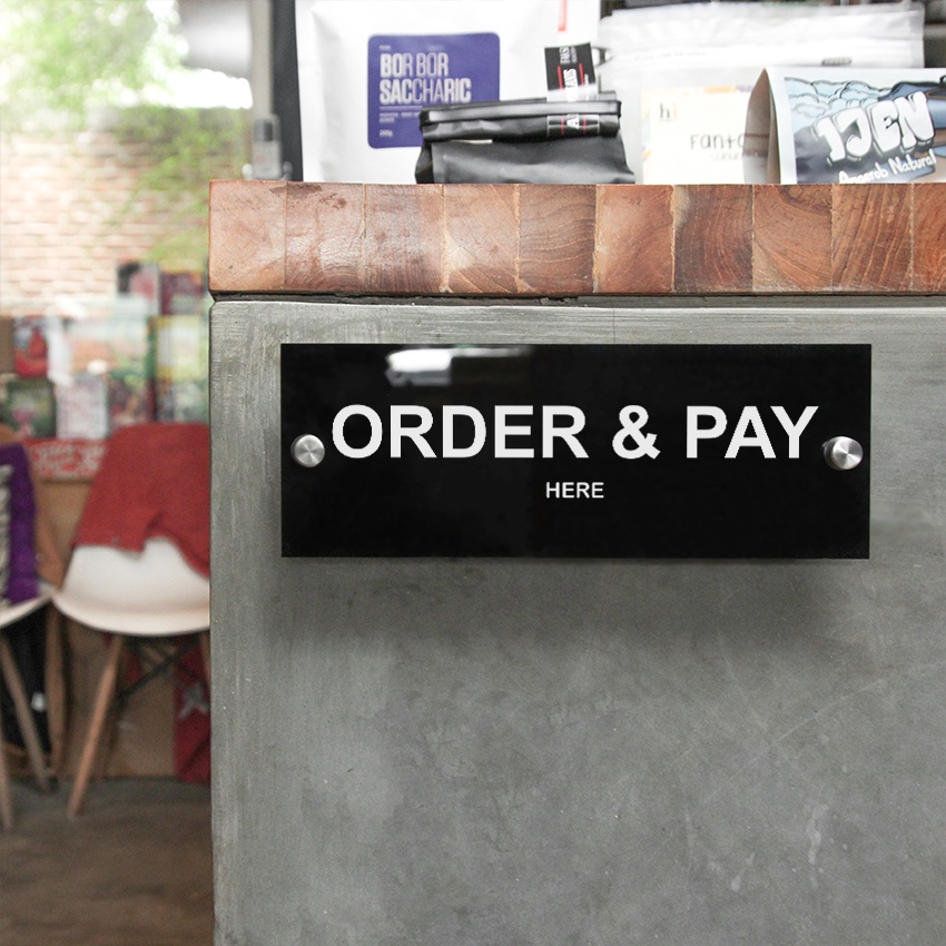 

Zyd Sign Akrilik Hitam 8x22 cm Pin - Order Pay Here