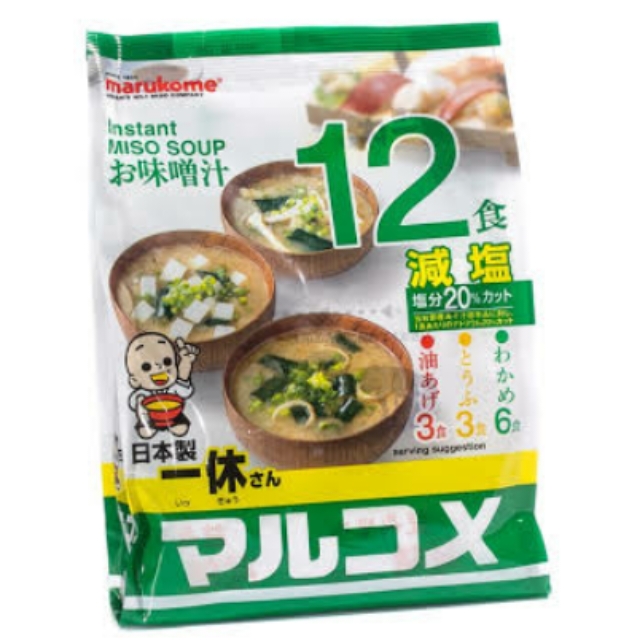 

FLASH SALE - 12 PCS MARUKOME INSTANT MISO SOUP LESS SALT - IKKYU SAN INSTAN SUP - LESS SALT