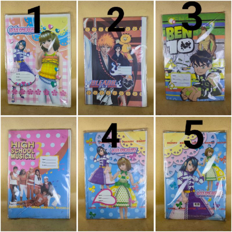 

Obral Sampul Buku isi 20 pcs Kartun Anak Cewek atau Cowok Love and berry, High School Musical, BEN 10, Bleach . t703