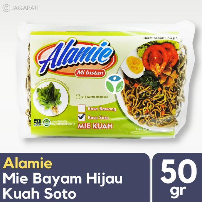 

Alamie - Mie Bayam Hijau Kuah Soto 50gr - Mie Sehat
