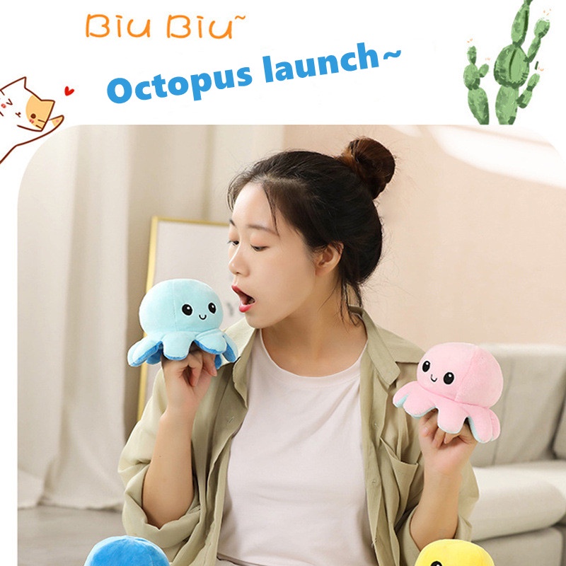 Boneka TikTok Reversible Octopus Cumi Gurita Warna Bolak Balik Soft Yelvo - PD