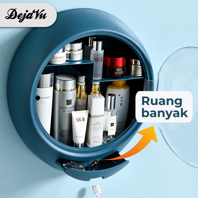 Dejavu Rak Kosmetik Dinding Oval Anti Debu Tempat Kotak