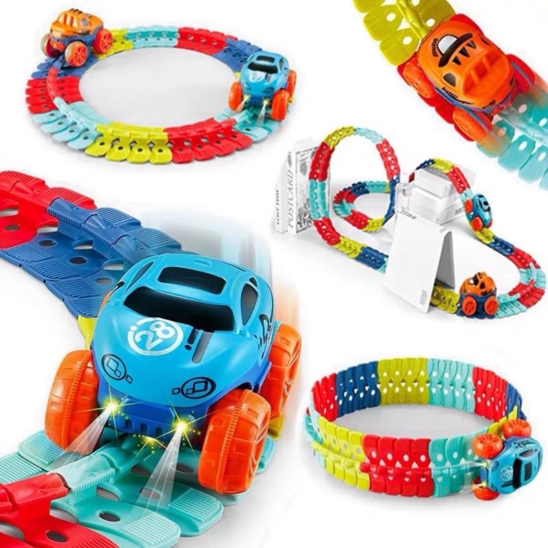 changeable track road race car track 184pcs mainan balap mobil - kado hadiah ulang tahun anak cowok laki laki