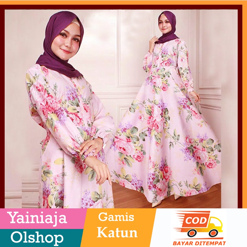 Gamis katun bangkok bahan nyaman di pakai