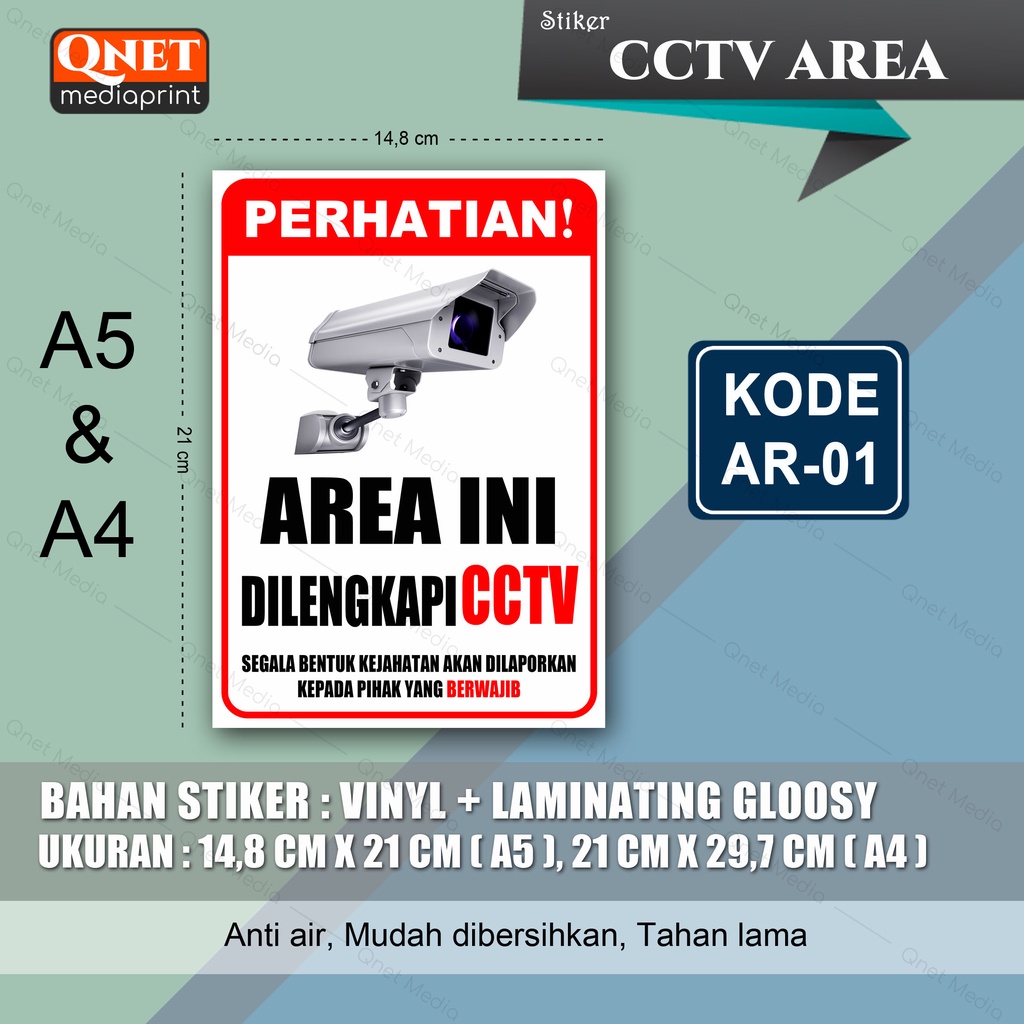 

A5 STIKER CCTV AREA + LAMINASI GLOSSY