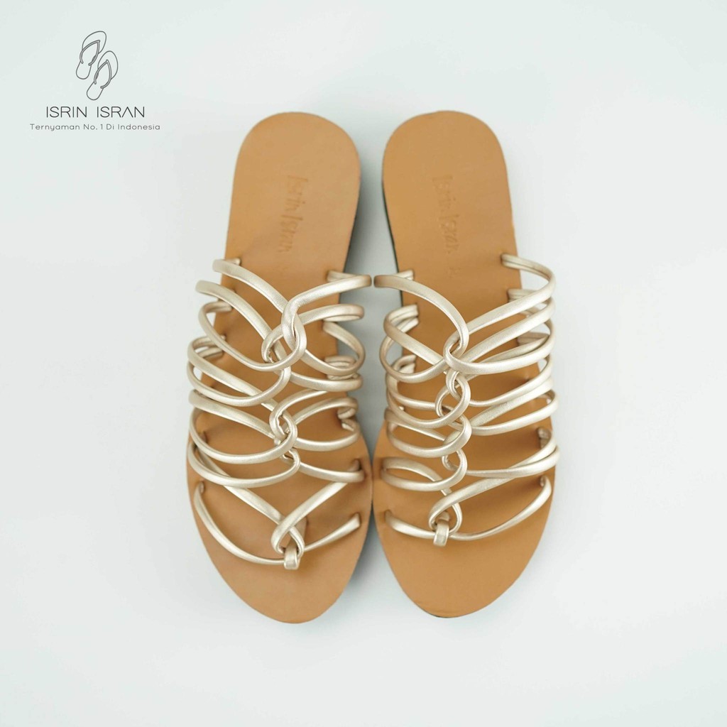 ( NECKLIE ) Sandal Wanita ISRIN ISRAN Lucu Murah-GOLD