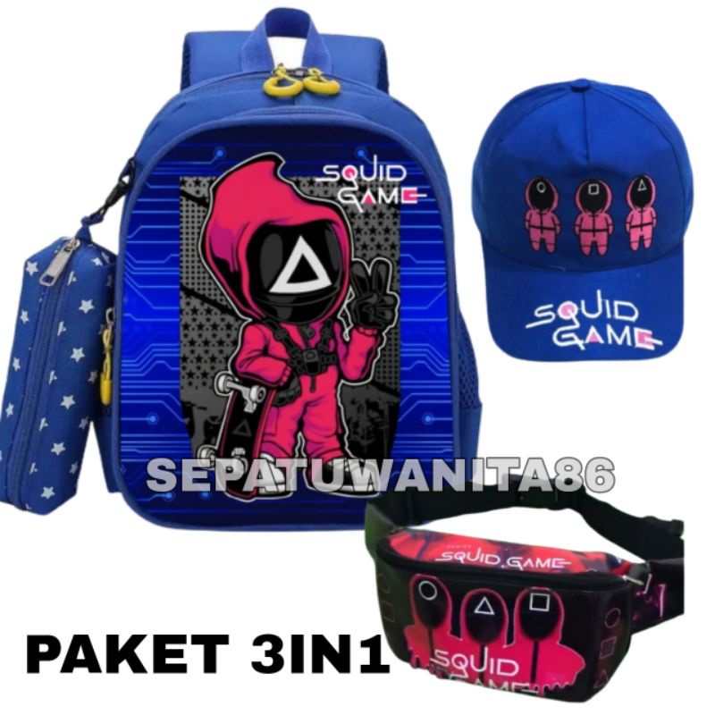 Tas Squid Game Anak - Tas Squid Game Anak Laki laki - Tas Sekolah Anak - Ransel Anak Laki Laki Karakter Squid Game