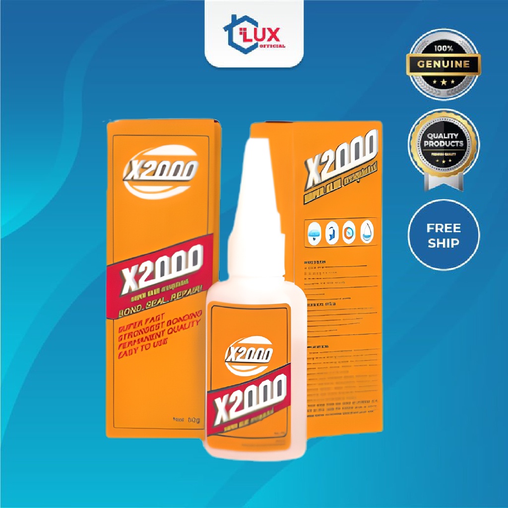 [X2000 Official] Lem X2000, Lem Air 50ml, Stiker Lem Serbaguna Semua Bahan Kayu, Kain, Keramik,