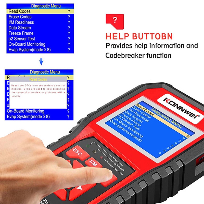 KONNWEI OBD2 Scanner Alat Scanner Diagnostik Pembaca Pemindai Mobil Sistem Lengkap