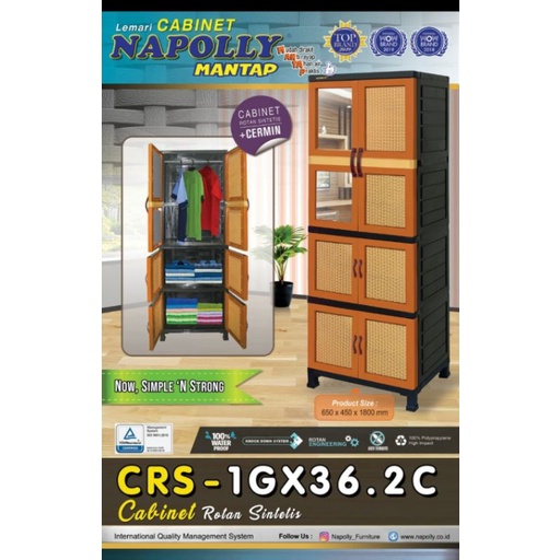 Lemari pakaian Napolly CRS 1GX36.2C desain gantungan baju / motif Rotan