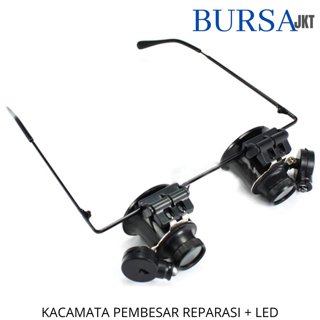 KACA MATA PEMBESAR 20X PEMBESARAN MAGNIFIER + LED ALAT REPARASI