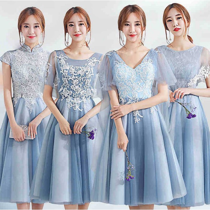 Gaun Pesta Import 0471217 Biru Muda Gaun Malam Party Dress