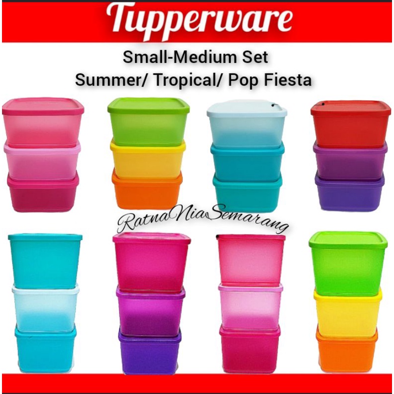 Tupperware (Set) Wadah tempat makan & Toples Small Medium Summer Fun Fresh Tropical Fiesta, Pop Fies
