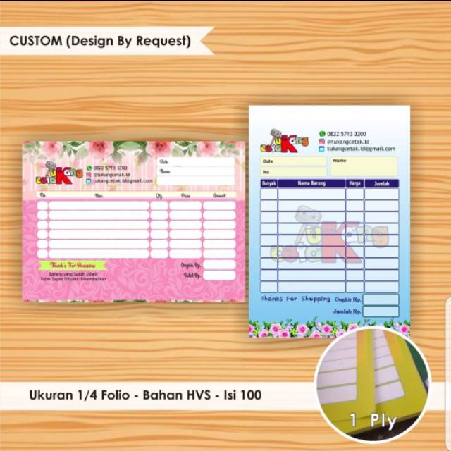 Jual Isi 100 Nota Custom Full Color Nota Olshop Nota Online Shop Folio Hvs Indonesia Shopee Indonesia
