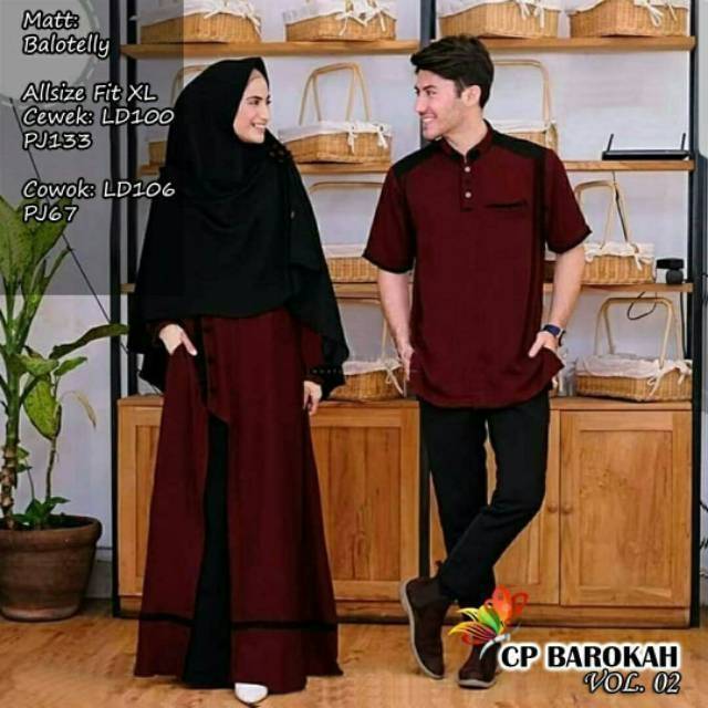 CP BAROKAH, COUPLE PASANGAN, MOSCREPE, GAMIS HIJAB MUSLIM, DRESS MAXY