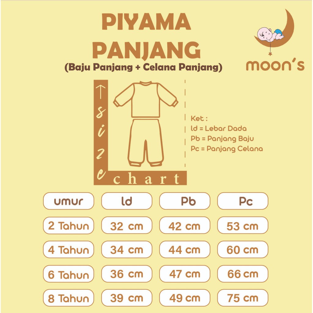 Size 2-9 Tahun PIYAMA PANJANG MOONS STELAN PIYAMA BAYI BAJU TIDUR ANAK BAJU TIDUR MURAH PAJAMA VELVE 1 2 3 4 5 6 7 8 9 10