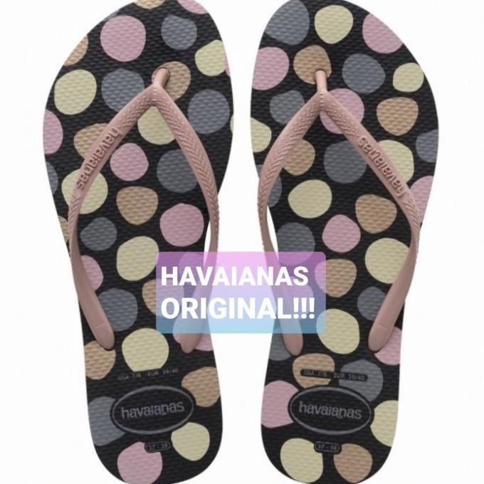 Best Seller Havaianas Slim Retro Fc 7809 - Black/ Crocus Rose, Woman. Original.