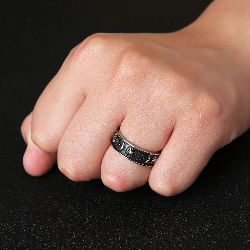 Star Moon Sun ring men's ring  Cincin bulan