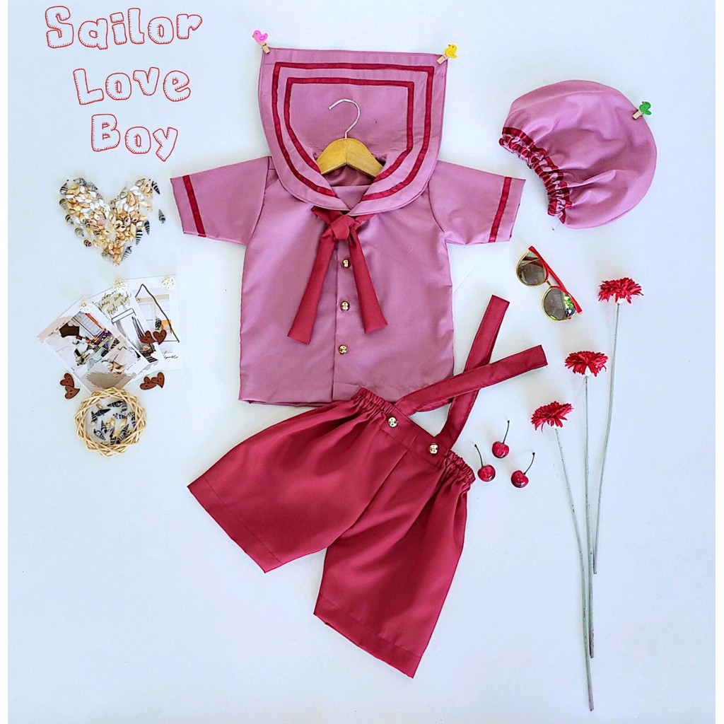 BAJUNIK_PRODUSENBAJUANAK KOSTUM SAILOR LOVE BOY NEWBORN/KOSTUM ANAK/BAJU PELAUT/BAJU PHOTOSHOT/BAJU 
