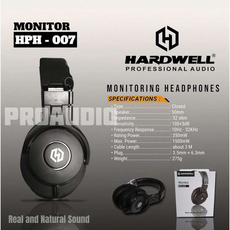 Headphonee Hardwell HPH007 / HPH 007 / HPH-007 Headphone Monitoring