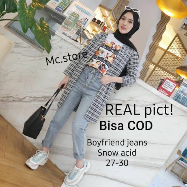  Celana  boyfriend  jeans  plain Shopee Indonesia