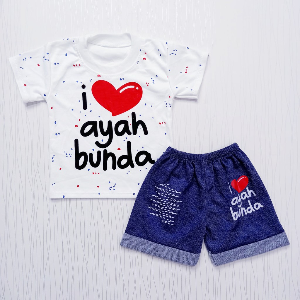 setelan pakaian anak laki-laki set baju bayi &lt; 1 tahun pakaian casual i love ayah bunda