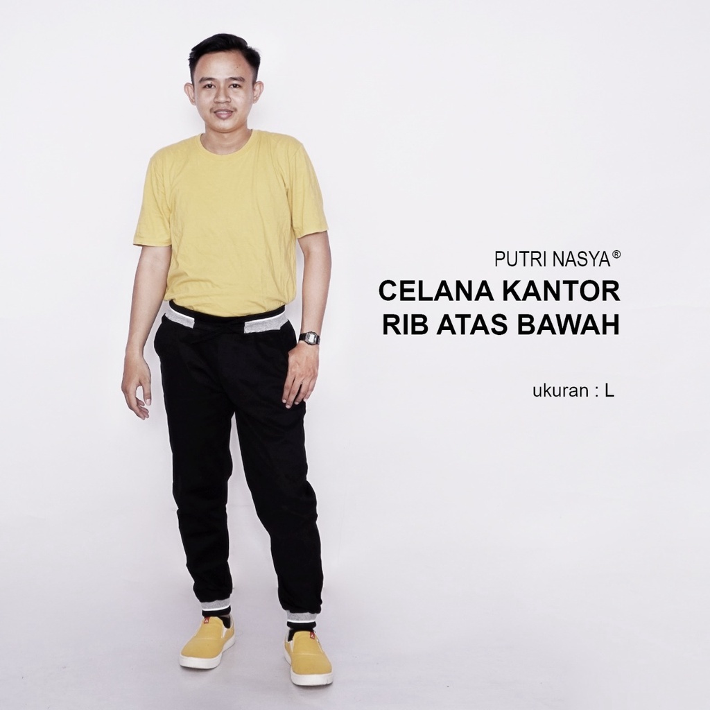 Celana Bahan Kantor Kerja Jumbo Pria / Celana Big Size Formal Kantoran Katun / Celana Chino Jumbo Seragam Moca Capucino Cream Hitam Abu Navy Army Dark Brown / Celana Model Terbaru S-M-L-XL-2L-3L Kekinian Trendy Kombinasi Big