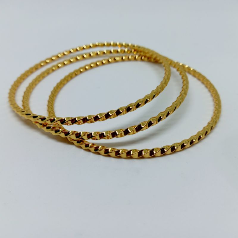 Gelang Keroncong set 3pcs Yaxiya-Perhiasan Imitasi Lapis Emas