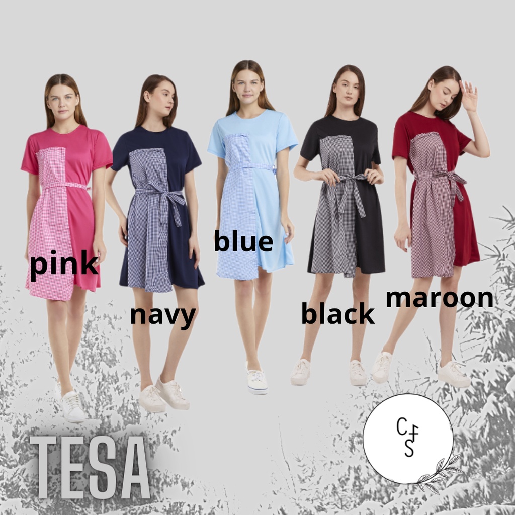 pakaian dress wanita perempuan cewek baju dress wanita murah bagus kekinian terbaru terpopuler (TESA