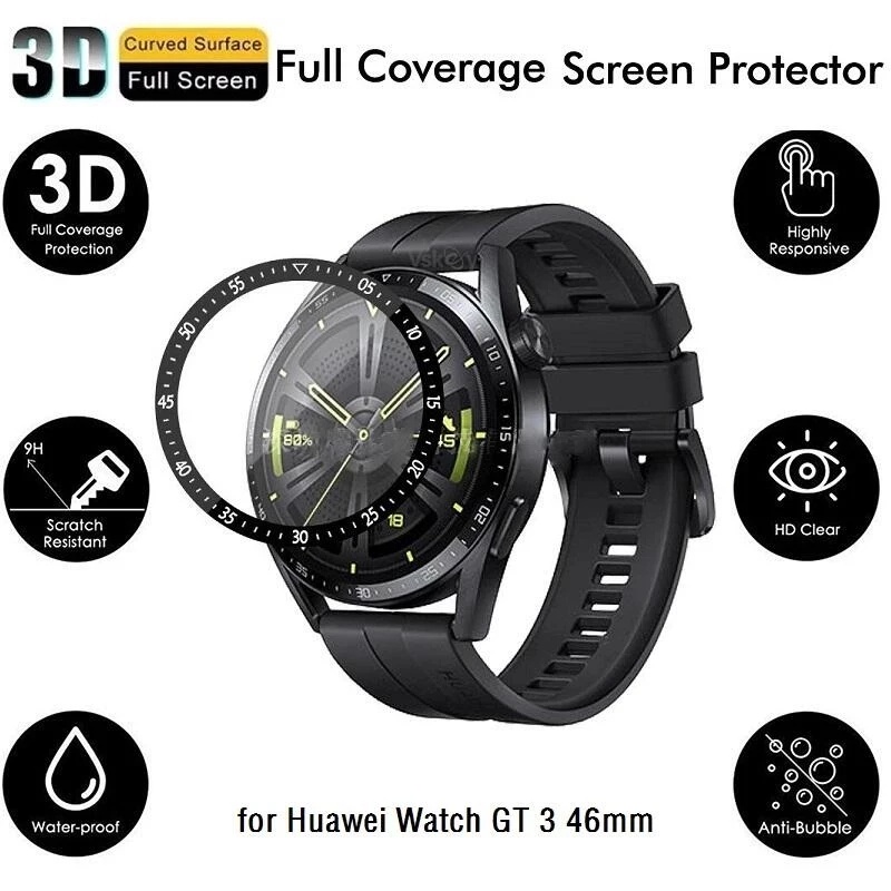 Pelindung Layar Smartwatch Huawei GT3 42MM / 46MM 3D Curved HD Anti Gores / Minyak / Sidik Jari