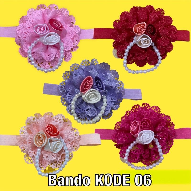 Bandana bayi / bando baby dengan Bahan Renda Elastis dan Hiasan Bunga 3 in 1 (Isi 3 Pcs)