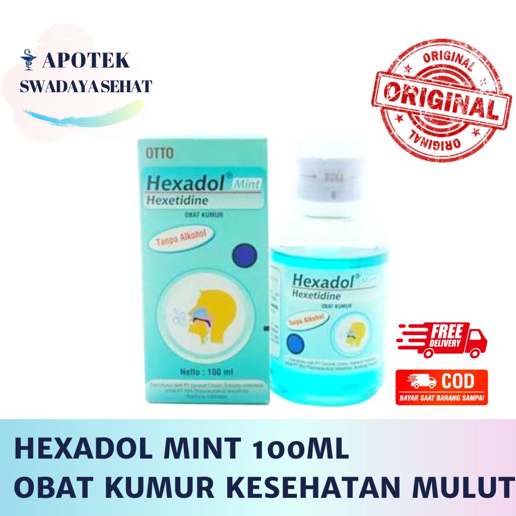 HEXADOL MINT 100ML Larutan Obat Kumur Infeksi Mulut Tenggorokan Sariawan Kesehatan