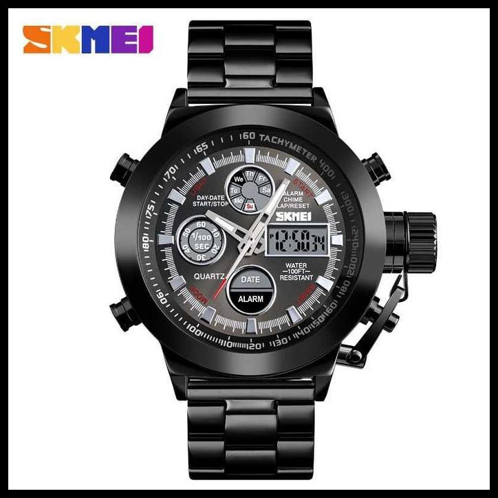 JAM TANGAN PRIA DUAL TIME ANALOG SKMEI 1515 ORIGINAL ANTI AIR HITAM