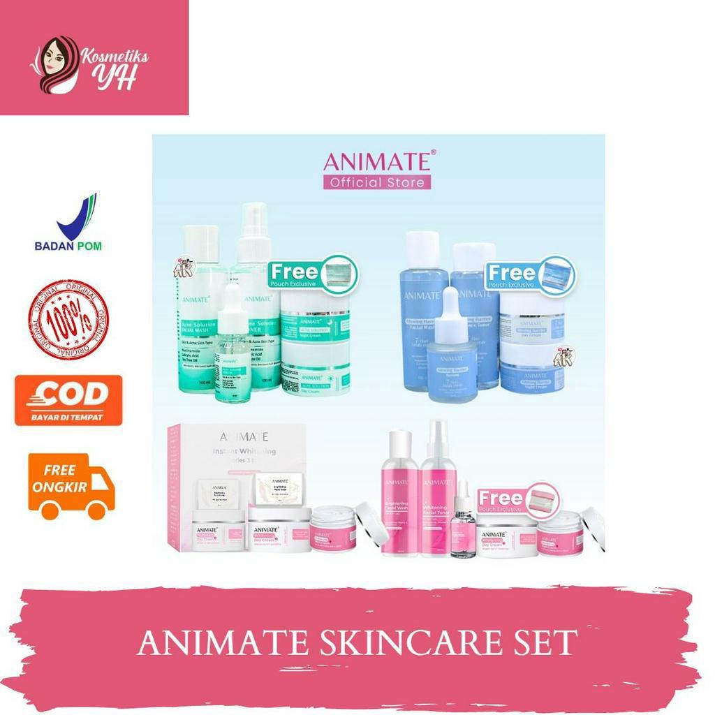 ANIMATE SKINCARE SET ATAU SKINCARE ANIMATE DAN ANIMATE ACNE ANIMATE GLOWING BARRIER DAN ANIMATE WHIT