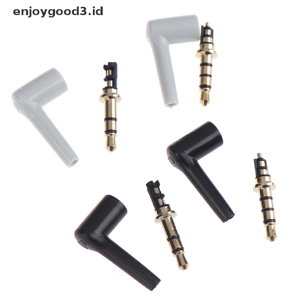 2pcs / Lot Jack Plug 3.5mm 90 Derajat 3 / 4 Pole 3.5 Lapis Emas